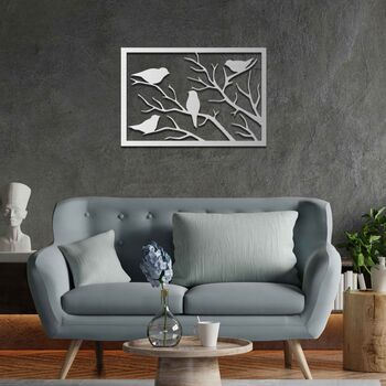 Handmade Wooden Birds On Branches Wall Art For Living Room Decor, 7 of 9