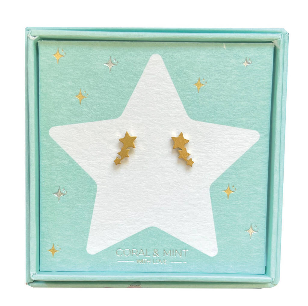 Christmas Edition Gold Shooting Star Earrings, 1 of 2
