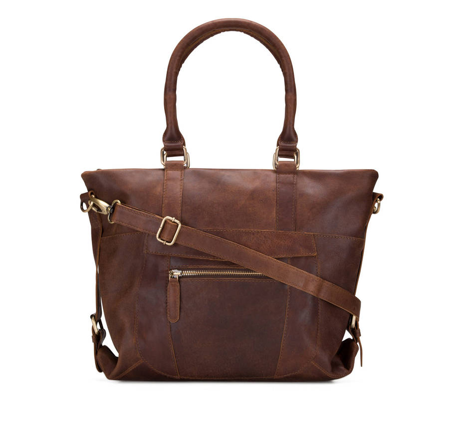 leather zip pocket handbag by the leather store | notonthehighstreet.com