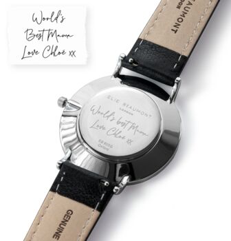Personalised Handwriting His And Hers Black Leather Watch, 3 of 7