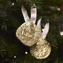 Personalised Handmade Gold Foil Wreath Christmas Decoration, thumbnail 2 of 3