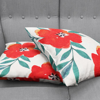 Poppy Cushion Cover With Red And Green Colours, 4 of 7