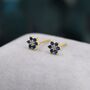 Sapphire Blue Cz Flower Stud Earrings Sterling Silver, thumbnail 5 of 11
