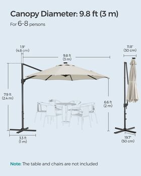 Garden Parasol Umbrella Solar Powered LED Lights Upf50+, 12 of 12