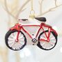 Red Bicycle Bauble Christmas Tree Hanging Decoration, thumbnail 1 of 2