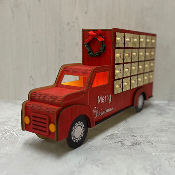 Wooden Truck Advent Calendar With LED Lights, 2 of 10