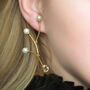 Bias Gold Plated Pearl Moving Sculpture Earrings, thumbnail 1 of 6