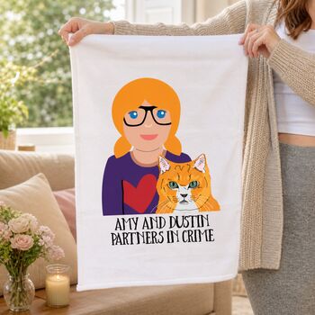 Personalised Tea Towel Gift For Cat Mums, 2 of 12