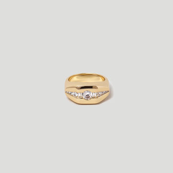 Geometric Cz Chunky Gold Ring In 18 K Gold Plated Vermeil, 3 of 7