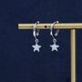 Sterling Silver Cz Star Huggie Hoop Earrings, thumbnail 4 of 11