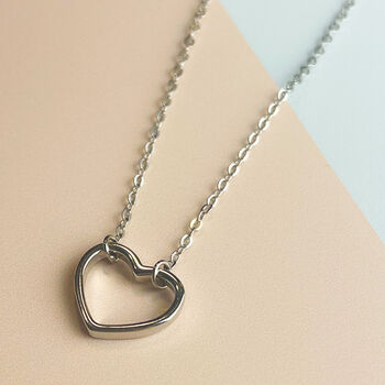 Sterling Silver Simple Heart Pendant Necklace, 3 of 4