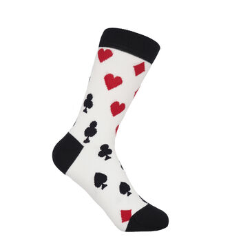 Royal Flush White And Fleur De Lis Green Women's Socks, 3 of 4