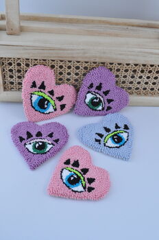 Evil Eye Heart Shaped Aesthetic Coaster And Home Decor, 2 of 4