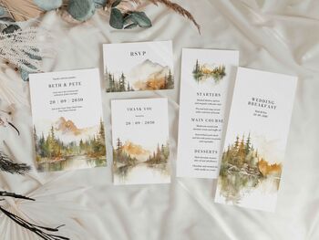 Autumn Forest And Mountain Wedding Invitations, 4 of 4