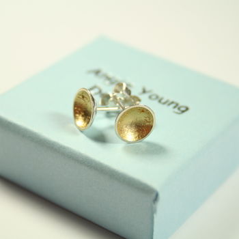 Small Silver And Gold Leaf Stud Earrings, 6 of 7