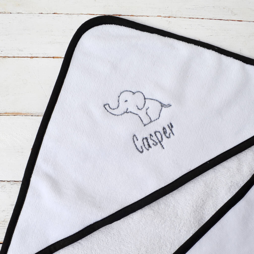 Elephant Embroidered Hooded Baby Towel By Solesmith