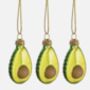 Three Avocado Glass Christmas Bauble, thumbnail 2 of 3