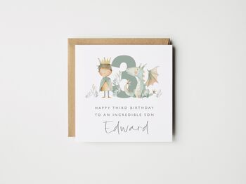 Personalised Grandson 1st Birthday Card Knight And Dragon *Age Options, 3 of 5