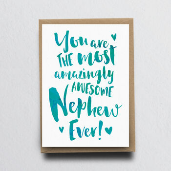 'The Most Amazingly Awesome Nephew' Greeting Card, 2 of 2