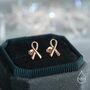 Sterling Silver Pink Ribbon Stud Earrings, thumbnail 7 of 12