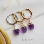 Raw Amethyst Crystal Earrings, thumbnail 4 of 10