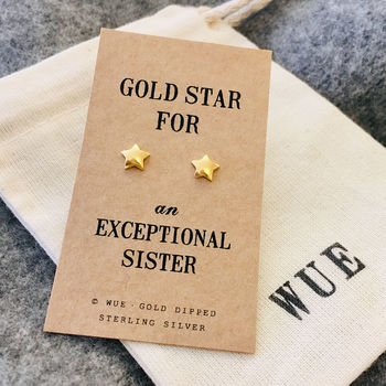 Sister Gift. Gold Star Earrings, 3 of 3