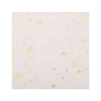Gold Snowflake Ivory Christmas Paper Napkins Pack Of 20, 2 of 4