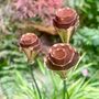 Set Of Three Copper Rosette Flower Stakes Ltzaf151, thumbnail 5 of 9