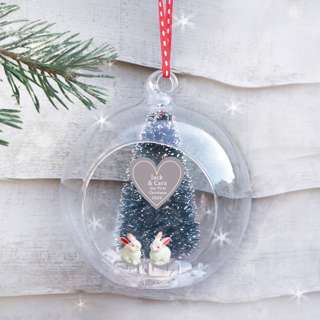 Personalised I Love You Christmas Glass Bauble By Sweet Dimple