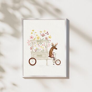 Woodland Floral Nursery Prints – Boho Animal Wall Art Set For Baby Girl Room Decor, 5 of 5