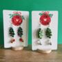 Handmade Christmas Holly Earrings With Stand, thumbnail 1 of 9