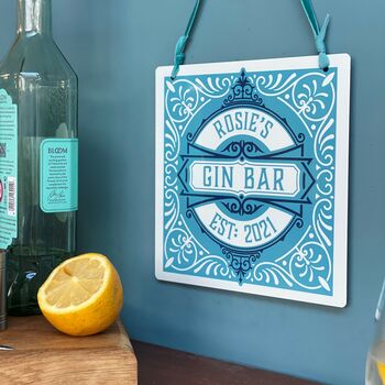Home Bar 'Gin Bar' Personalised Metal Sign, 4 of 4