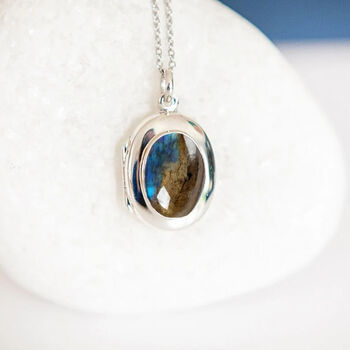 Personalised Labradorite Locket In Sterling Silver, 2 of 12