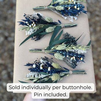 Preserved Eucalyptus Buttonhole With Navy, 2 of 2
