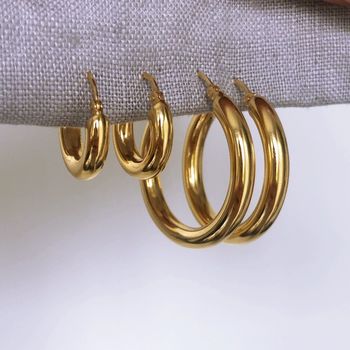 14k Gold Vermeil Large Luxe Chunky Hoop Earrings, 5 of 7