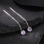 Amethyst Purple Bezel Cz Crystal Threader Earrings, thumbnail 1 of 11