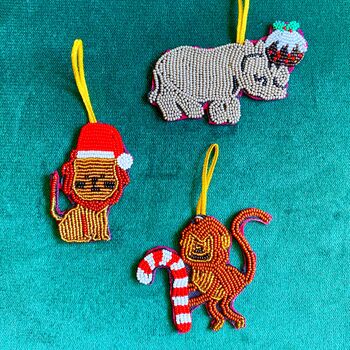 Handmade African Christmas Decorations Fun Animals, 2 of 6