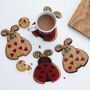 Set Of Four Love Bug Valentine's Ladybird Coasters, thumbnail 3 of 6