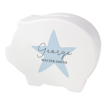 Personalised Blue Star Ceramic Piggy Bank, 5 of 5