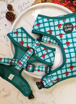 Festive Plaid Christmas Dog Harness, 3 of 9