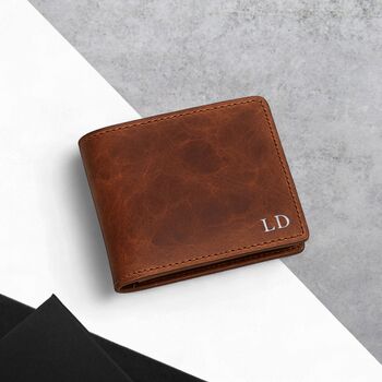 Personalised Men's Rfid Full Grain Oiled Leather Bifold Wallet, 2 of 7