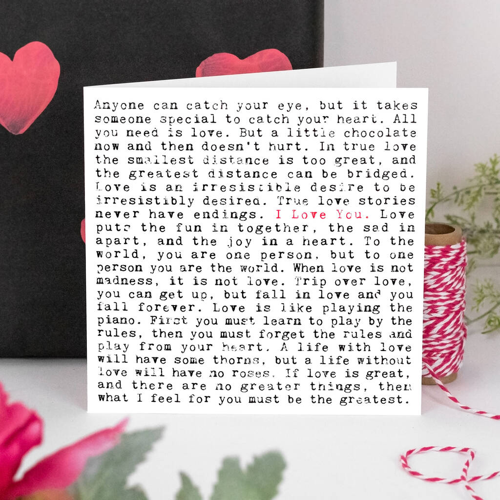 I Love You Love Letter Quotes Card, 1 of 9