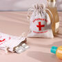 G Decor Set Of Two Hangover Kit Bags Linen Party Recovery Pouches With Red Cross Design, thumbnail 2 of 7
