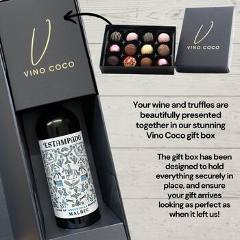 Vino Coco Malbec Red Wine And Truffles Gift Set, 7 of 8