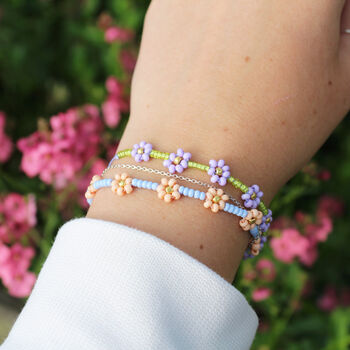 Set Of Three Beaded Daisy Bracelets, 5 of 9