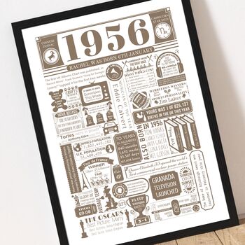 Personalised 70th Birthday Print: 1956 Year Gift, 4 of 8