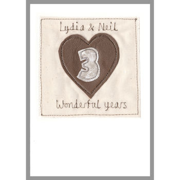 Personalised Leather 3rd Wedding Anniversary Card, 7 of 12