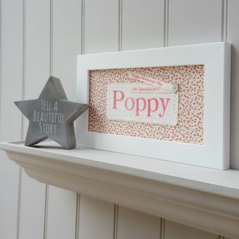 Personalised Baby Name Handpainted Framed Fabric Print, 8 of 12