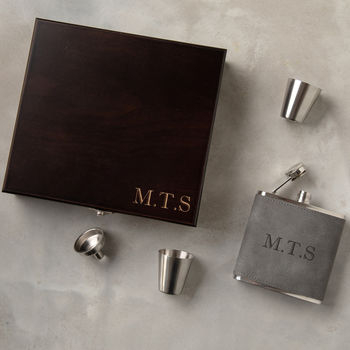 Personalised Hip Flask Gift Set For Men, 2 of 8