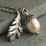 Freshwater Pearl Silver Acorn Necklace, thumbnail 3 of 8